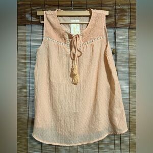 Blush Lace-Trimmed Sleeveless Top